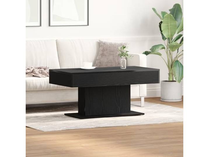 HEFZGDB Couchtisch Schwarz Eiche 96x50x45 cm Holzwerkstoff Moderner Wohnzimmertisch mit Ablagefläche Der stilvolle Couchtisch mit eleganter schwarzer Eichen-Oberfläche aus robustem