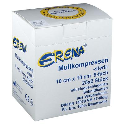 Erena Mullkompr.10x10 cm steril 8fach 25x2 St Kompressen