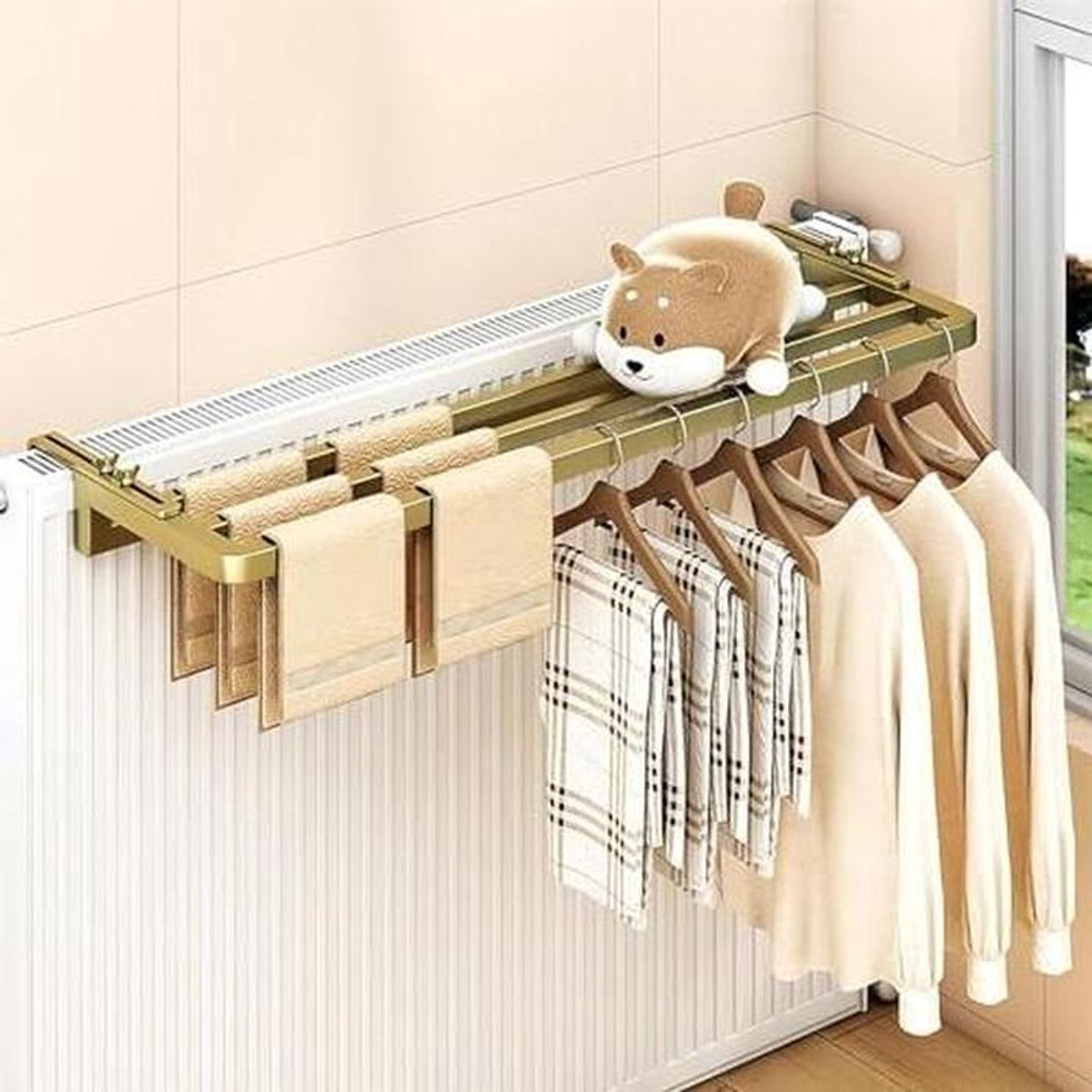 Verstelbare radiatorhanger voor kleding, zwart, 0-16 cm