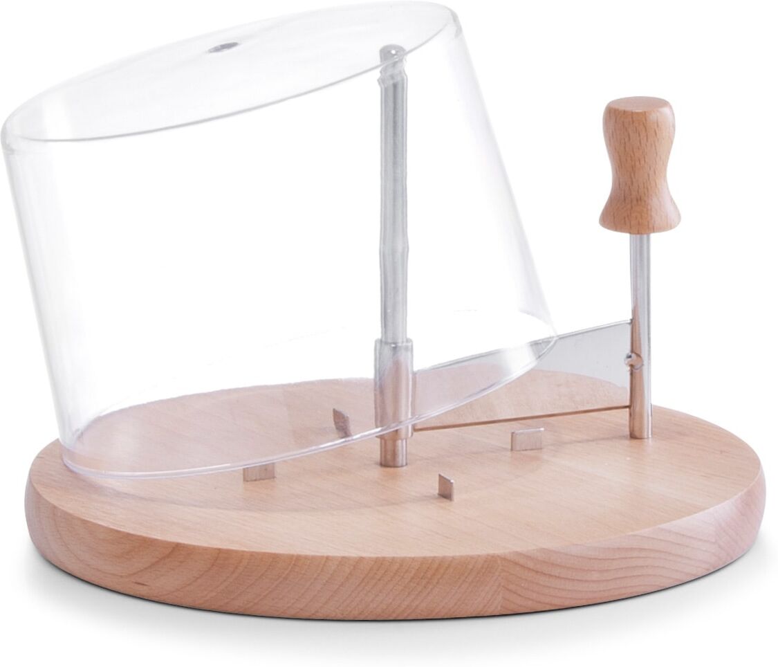 Käsebrett ZELLER PRESENT, beige (natur), H:15cm Ø:22,5cm, Edelstahl, Kunststoff, Massivholz, Schneidebretter, Käsebrett, mit Haube natur Ø 22,5cm