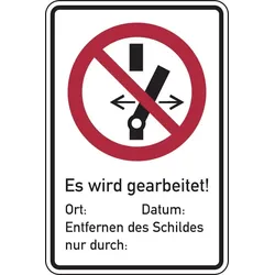 Verbotsschild, Kombischild, Nicht schalten / Es wird gearbeitet - ASR A1.3 (DIN EN ISO 7010) - 150x200x0.6 mm Magnetfolie