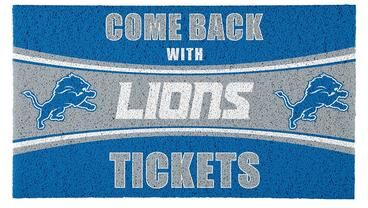 Evergreen "Detroit Lions 28 in. x 16 in. PVC ""Come Back With Tickets"" Trapper Door Mat"