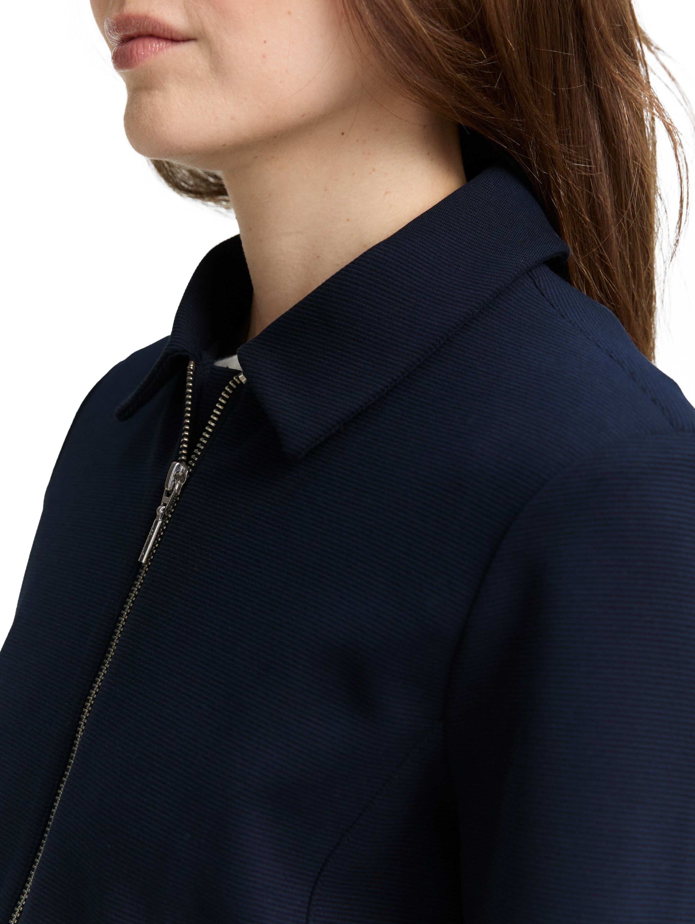 Jackenblazer TOM TAILOR, Damen, Gr. XS, blau (sky captain blau), Web, Obermaterial: 54% Baumwolle, 43% Polyester, 3% Elasthan, unifarben, regular fit taillenbedeckt, gerader Abschluss, Blazer Jackenblazer, mit Kragen sky captain blau XS