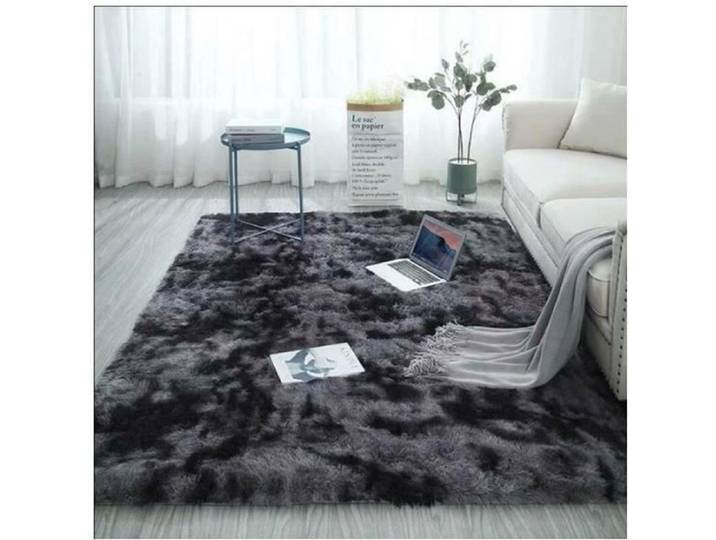 Tapis de Salon Shaggy 160x230 en Peluche Gris Foncé Label