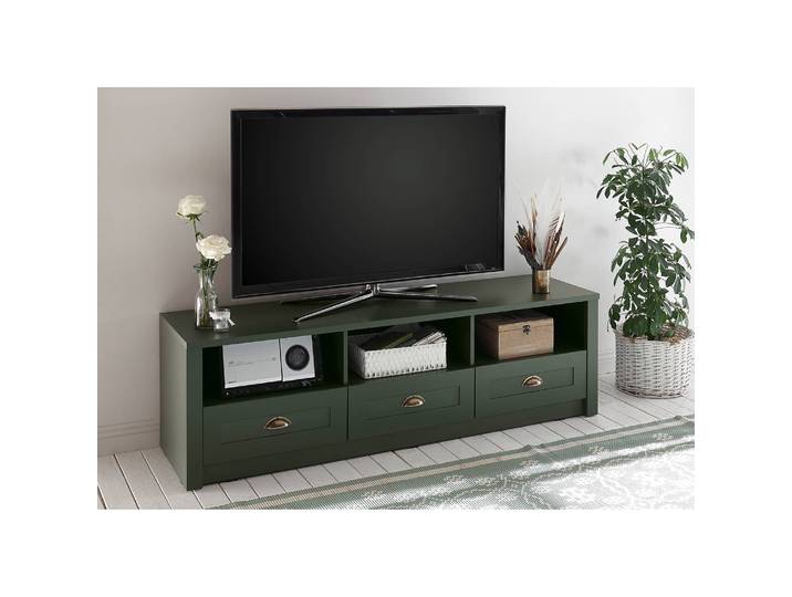 TV-Lowboard II Front & Korpus: MDF Mitteldichte Holzfaserplatte , foliert Griffe: Metall, lackiert Grün 158 x 47 x 43cm