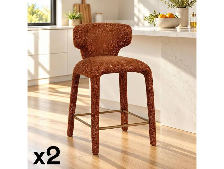 Tabouret De Bar Design Terracotta Avec Dossier (x2) Tulsa