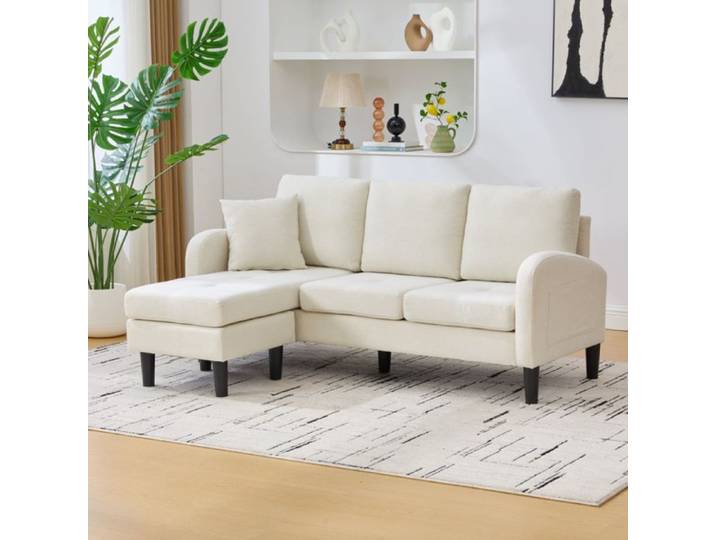 HOMVRA Canapé d angle modulable 166x118x77 cm avec méridienne rembourrage en mousse beige clair