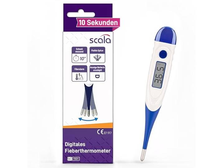 Scala SC 1501 Azur Flex Speed 10 Sec. Digitale thermometer, lichaamskoorts, kinderen en volwassenen, orale meting, rechthoekig, axiaal