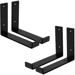 ML-Design 4er Set Regalhalterung 20x4x14 cm Schwarz Metall, L-Form Regalwinkel industriell, inkl. Schrauben Wandhalter