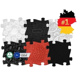 Askato, Spielteppich + Spielmatte, Mata Sensoryczna Ortopedyczna ZESTAW 6w1 BABY B&W 6 PUZZLI SENSORYKA MUFFIK / MFK-023-3