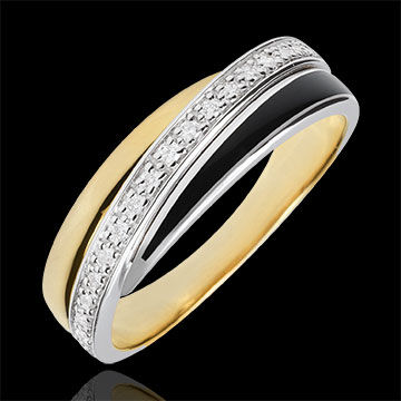 Edenly Ring Saturn Diamant - Schwarzer Lack und Diamanten
