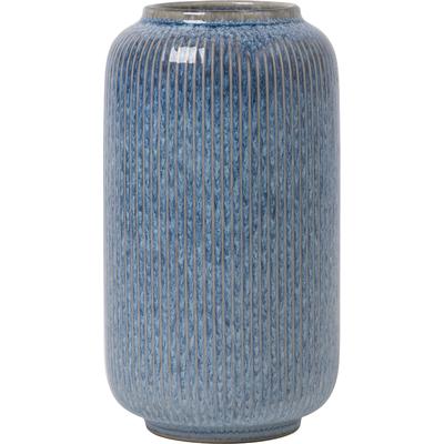 Tischvase OTTO HOME "Ylvii, innen vollständig glasiert und wasserundurchlässig", blau (blau glänzend), H:18cm Ø:10cm, Keramik, Vasen, aus Keramik, uni matt oder mit glänzender Effektglasur, creme und blau