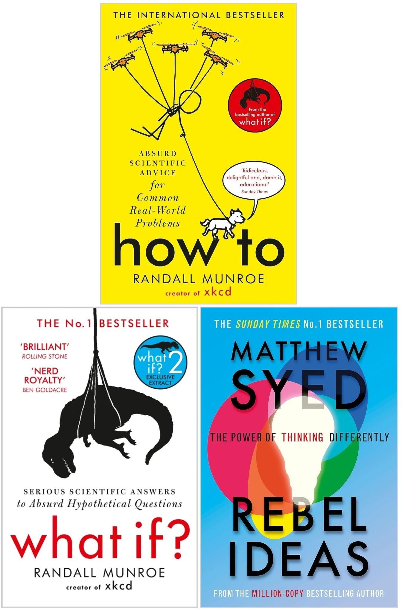 John Murray Rebel Ideas, How To & What If? 3 Book Set by Matthew Syed & Randall Munroe