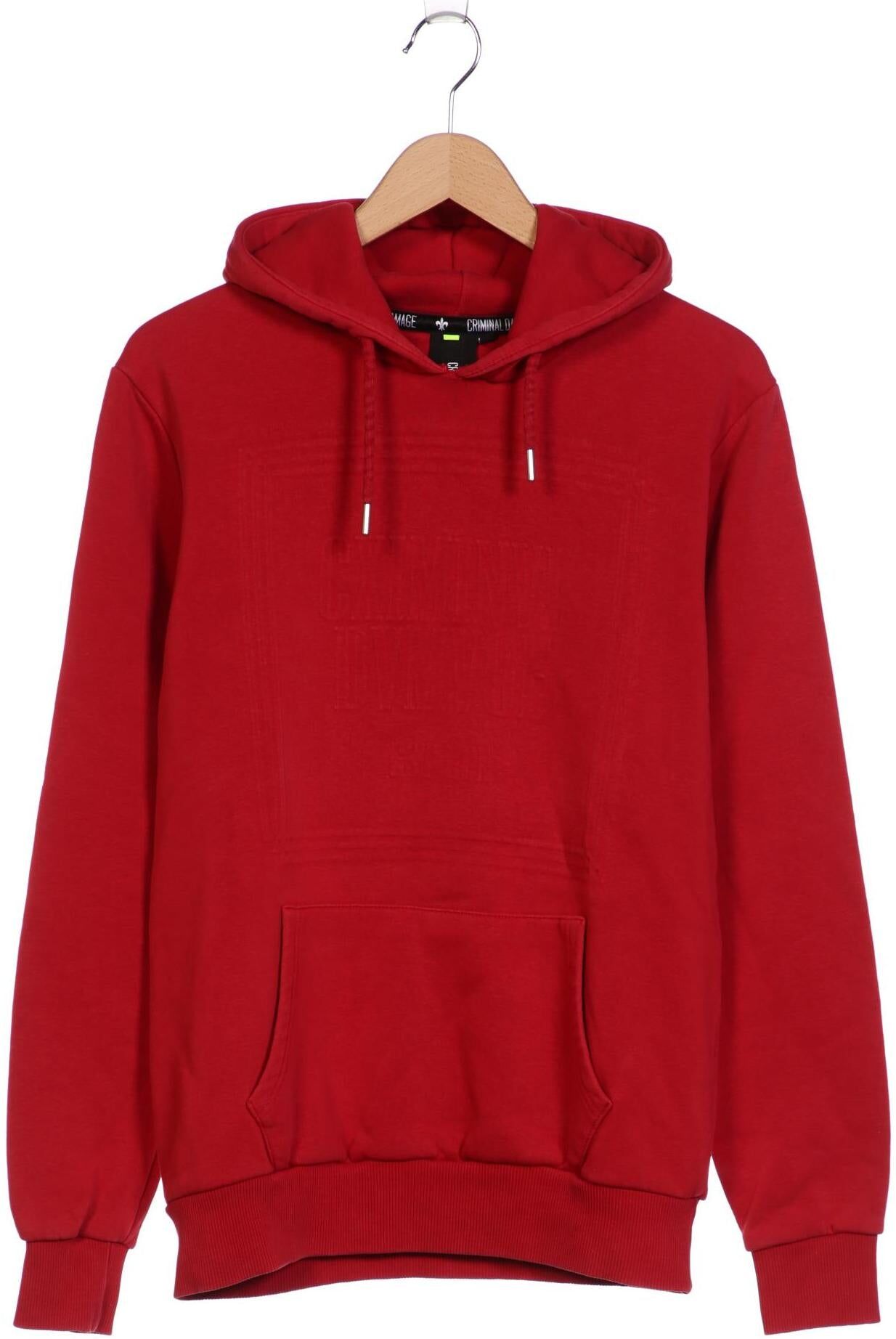 Criminal Damage Herren Kapuzenpullover, Rot, Gr. M, kein / Etikett - Second Hand