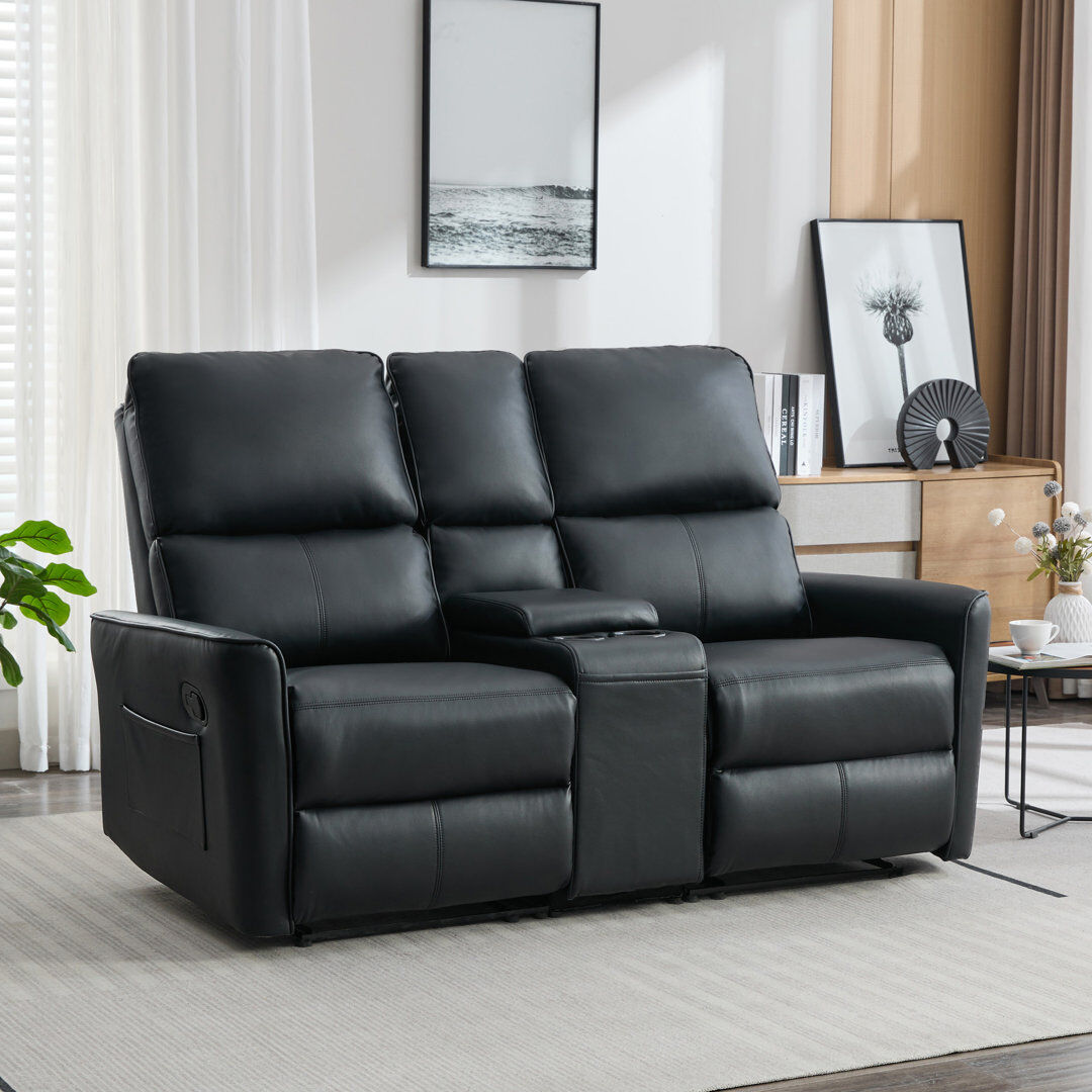 ClassicLiving Adalai 2 Seater Faux Leather Reclining Sofa Black 102cm H X 161cm W X 95cm D