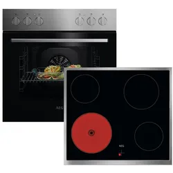 AEG KOMBI1026 Einbau-Herdset Edelstahl 65 l Glaskeramik EEK A 60 cm