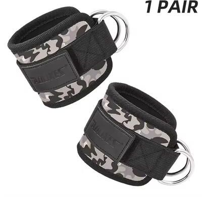 Uplift Essentials Adjustable Padded Ankle Cuffs For Glute Kickbacks & Cable Machine Workouts pair Grey