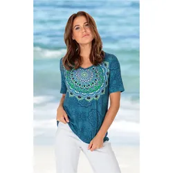 Viskose-Shirt in Druck blau in Größe 36/38 von DW-Shop, Blau, 36/38