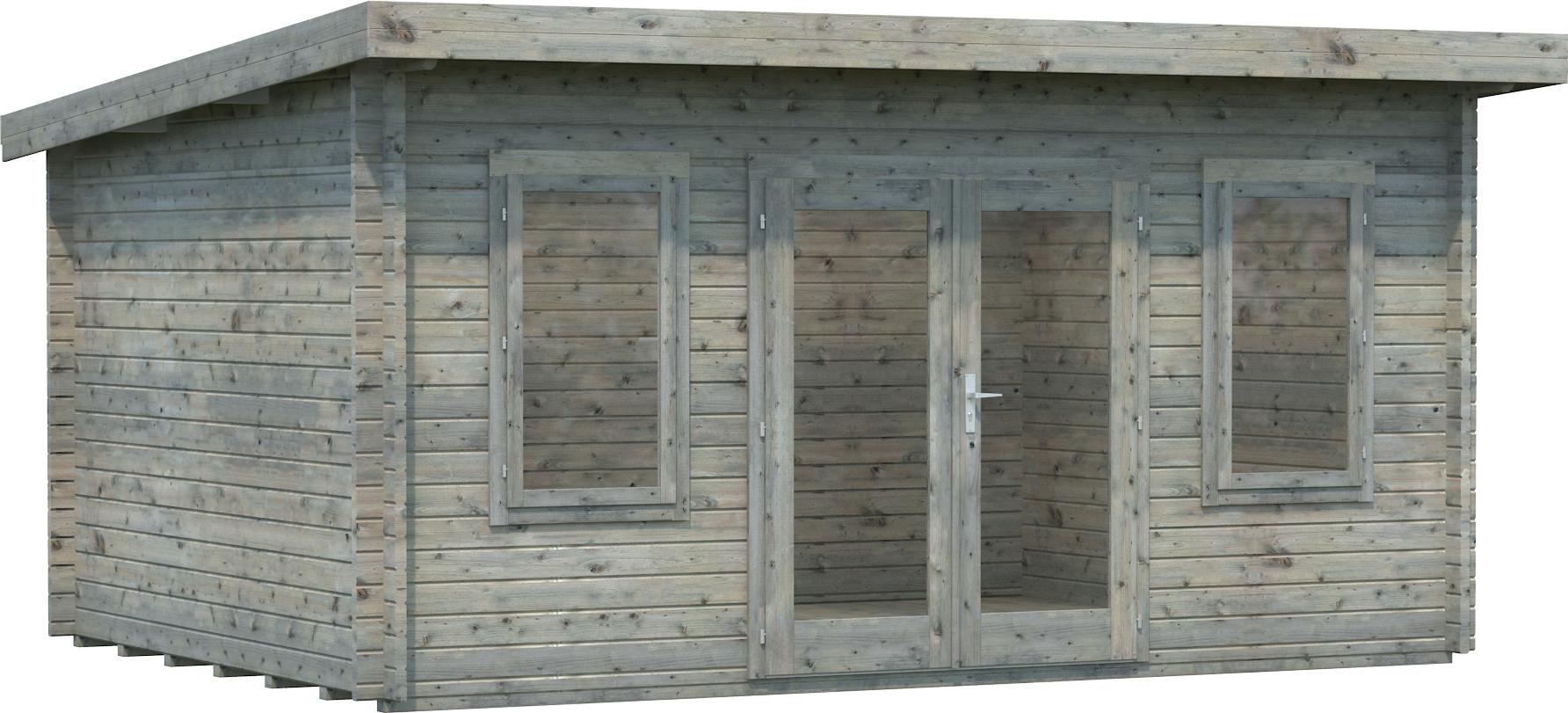 Palmako Gartenhaus Lisa 14,2 m² - 44 mm Grau tauchimprägniert