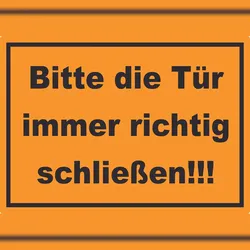 HB-Druck Aufkleber Bitte die Tür immer richtig schwarz-orange A4 (210x297mm)