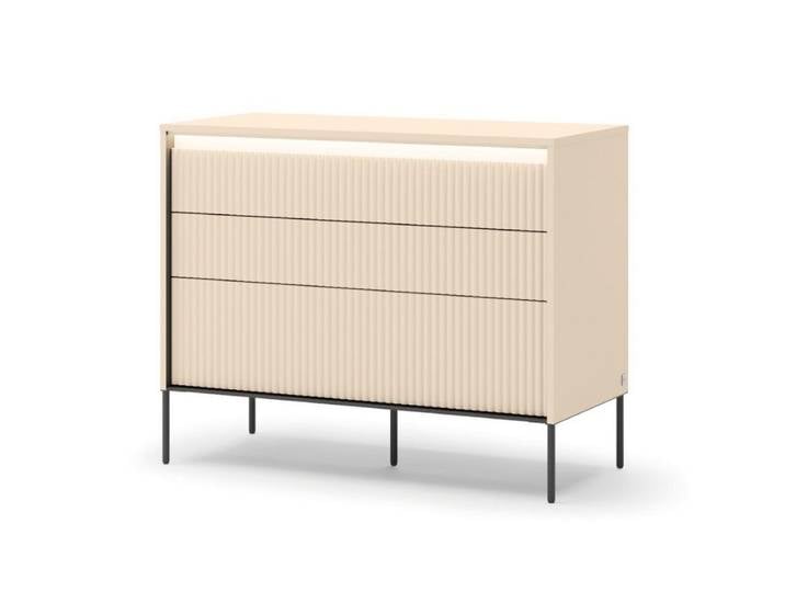 yourhouse24 Kommode 3s TREND Schlafzimmer TS-05 mit Beleuchtung - sandbeige