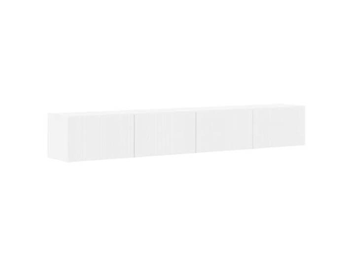 Roanoer TV-Wandschrank 2er Set, Hänge-Lowboard Holzwerkstoff Weiß Schwebendes Design für Wohnzimmer und Schlafzimmer, 90°-Pendeltüren für schnellen Zugriff auf Mediengeräte.