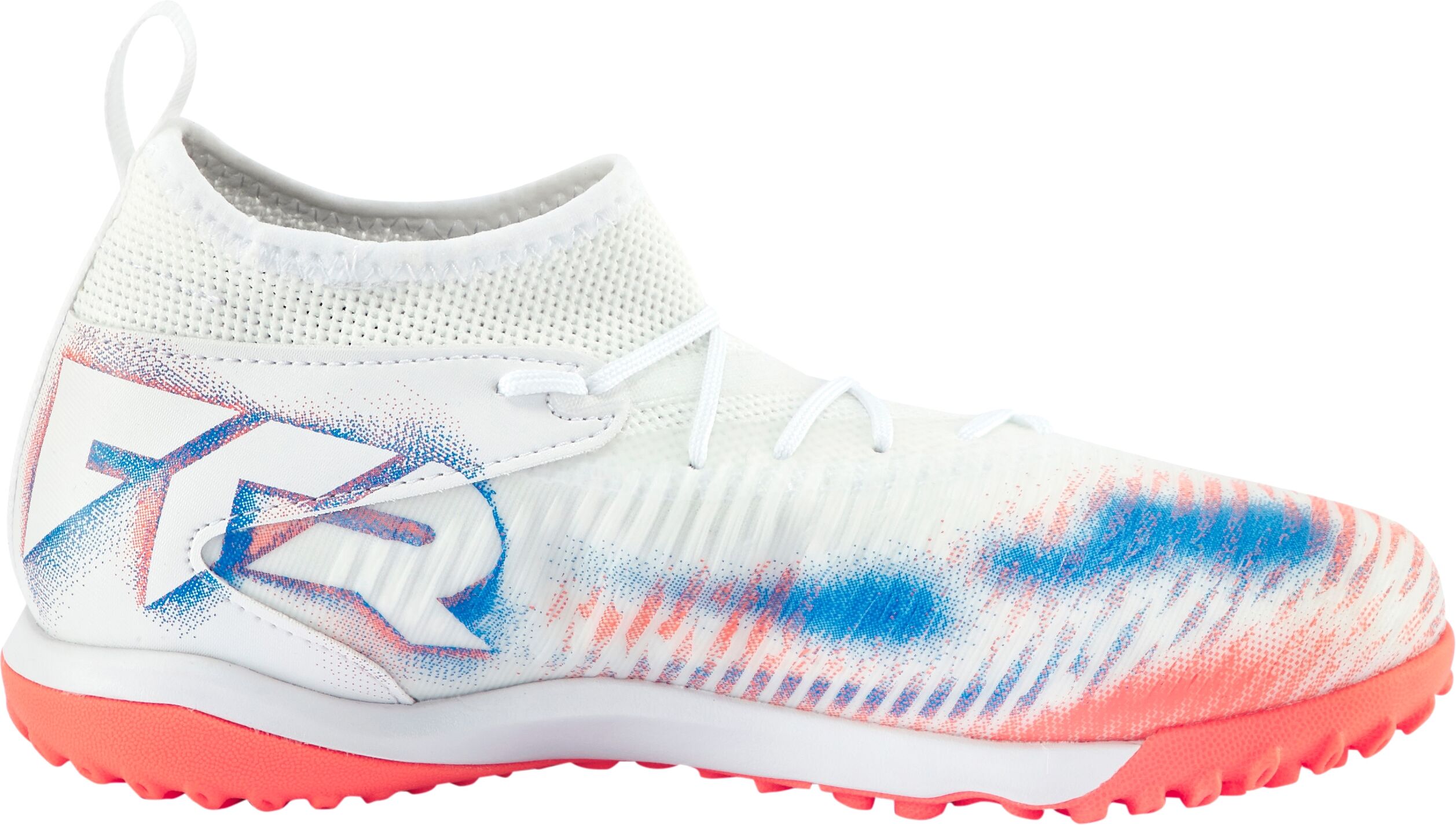 Fussballschuh PUMA "FUTURE 8 MATCH TT + MID JR", Mädchen, Gr. 33, Textil, weiss (puma weiß, puma schwarz, glowing rot), Synthetik, Schuhe Fussballschuh, für synthetische Hartplätze und Kunstrasen, mit Multinocken-Laufsohle puma weiß, puma schwarz, glowing