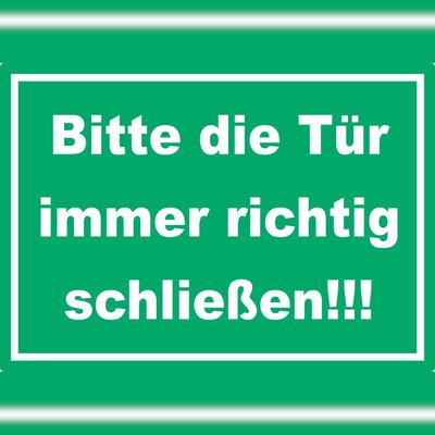 HB-Druck Aufkleber Bitte die Tür immer richtig grün-weiss A2 (420x594mm)