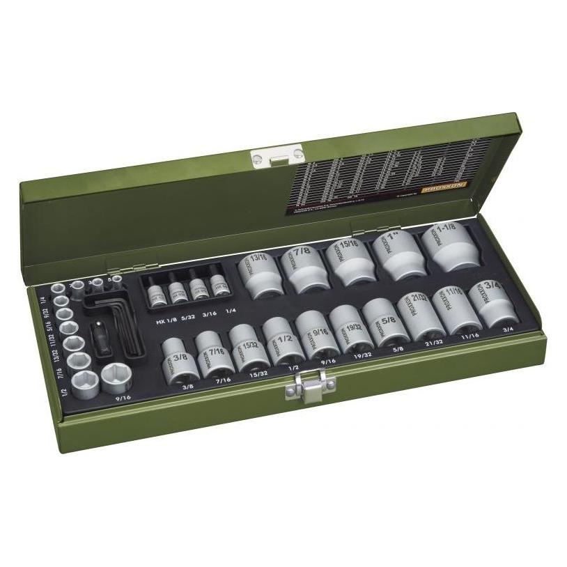 Proxxon Spezial-Steckschlüsselsatz (1 1/8", 1/2", 1/4", 1/8", 11/16", 11/32", 13/16", 13/32", 15/16", 19/32", 3/16", 3/4", 3/8", 5/16", 5/32", 5/8", 7/16", 7/32", 7/8", 9/16", 9/32") (23 114)
