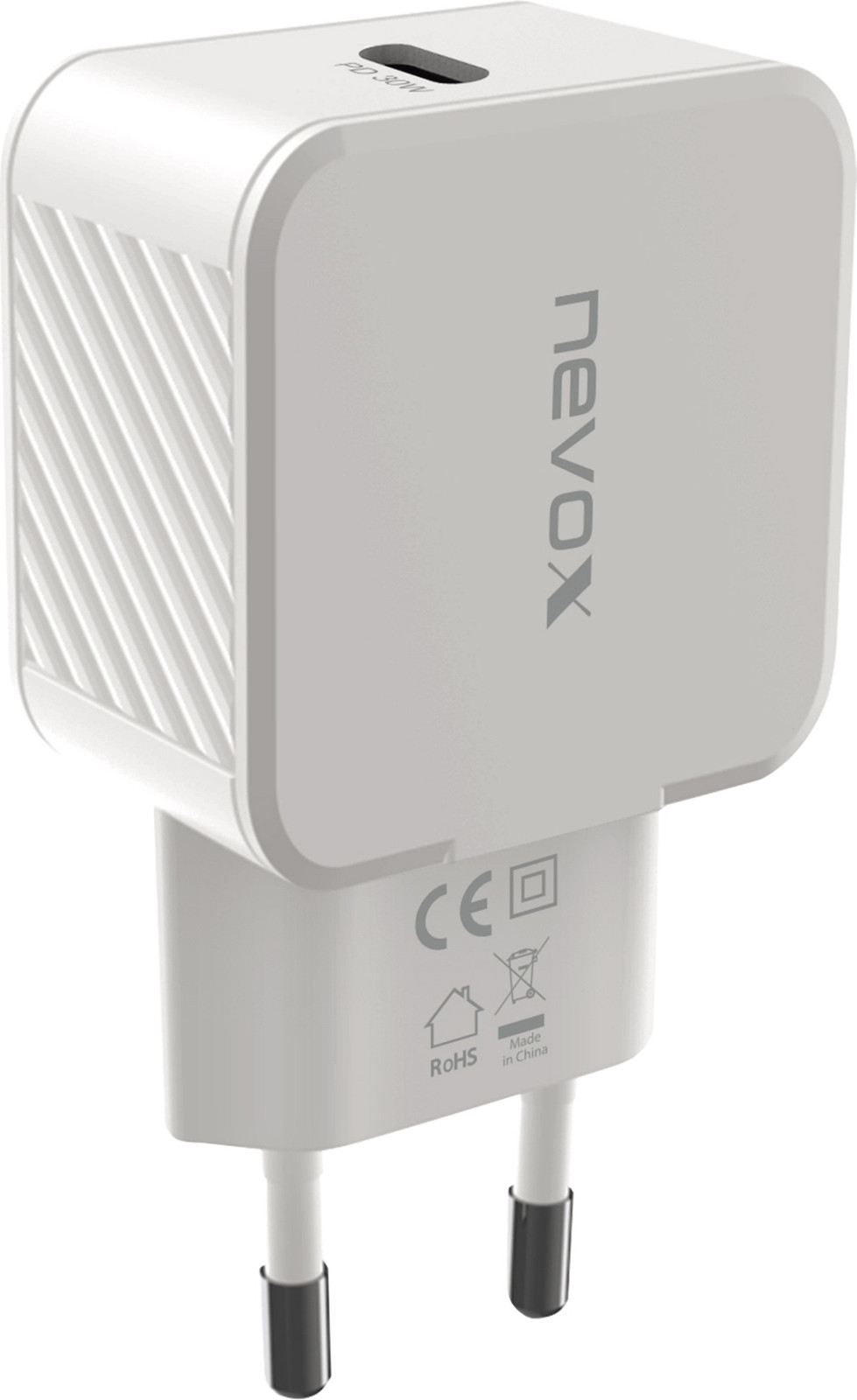 Nevox 2008 USB-C laadadapter, wit, 30 Watt, ondersteunt PD en PPS