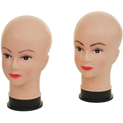 2x Mannequin-Kopf MCW-G81, Perückenpuppe weiblich Frau Schaufensterfigur Puppe Schaufensterpuppe, 30cm