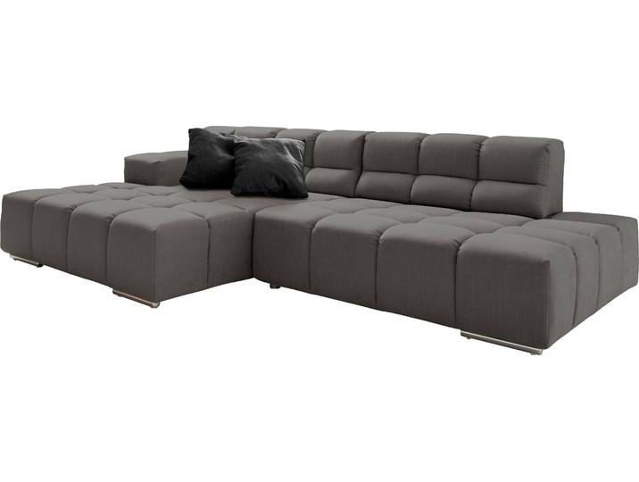 Ecksofa DESIGNWERK Temple, Designsofa trifft hohen Sitzkomfort, L-Form , grau (dunkelgrau), B:286cm T:169cm, 100% Polyester, Sofas, Ecksofa, mit Sitztiefenverstellung