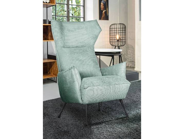 Fauteuil Tunggalan Vert/Bleu Velours côtelé Calice 83 x 110 x 92cm