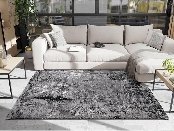 Kurzflorteppich Echo Stream Grau/Grau 80 x 150cm Mischgewebe
