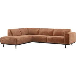 Ecksofa Statement, luxuriöser Chenille-Samt, modern und komfortabel, Terra, links, für 4-5 Personen