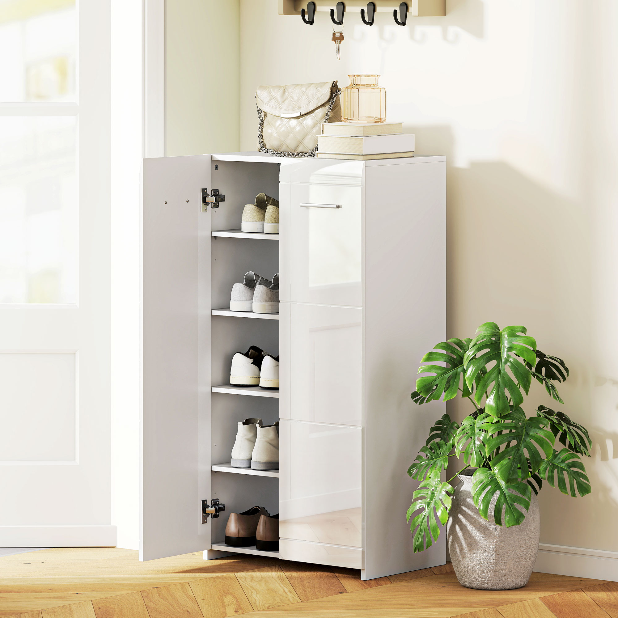 Homcom Scarpiera Ingresso Armadio Moderno 5 Ripiani Regolabili 55x36x108 cm Bianco   Aosom Italy