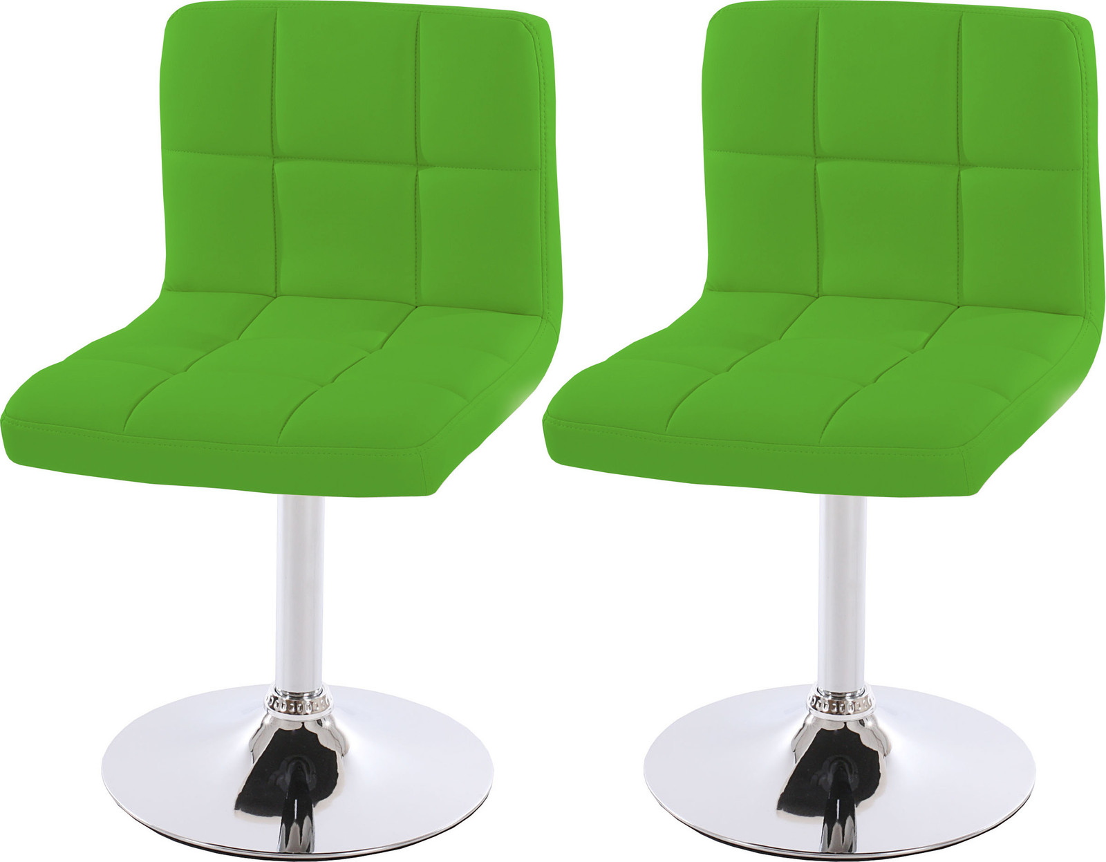 Mendler Set van 2 eetkamerstoelen Kavala, draaistoelen, groen kunstleer met chroom