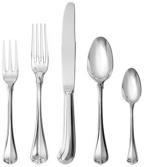 Fortessa San Marco Antiqued 18/10 Stainless Steel, 5 Piece Flatware Set (Service for 1), Antiqued Silver