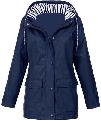 LightInthebox Women's Rain Jacket Hiking Raincoat Waterproof Jacket Outdoor Windproof Quick Dry Lightweight Hooded Windbreaker Parka Trench Coat Top Camping Hunting Fishing Navy Pink Blue Purple