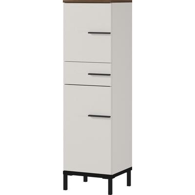 Midischrank GERMANIA "Yonkers", braun (kaschmir, nussbaum, nachbildung), B:34cm H:123cm T:34cm, Schränke, Midischrank, Hochwertige ABS-Kanten, Steggriffe, hohe Füße aus Metall, Türdämpfung