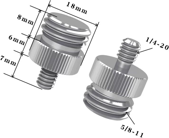 INF Adaptateur de trépied 1/4"-20 vers 5/8"-11 - Lot de 5 1/4-20 Argent 1/4-20