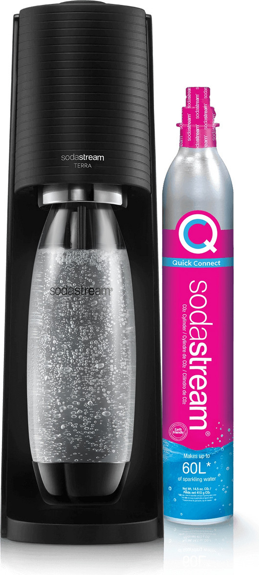 SodaStream Terra waterbron voordeelpak met fles en Quick-Connect cilinder, zwart