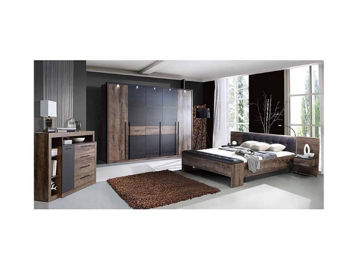 FORTE Bettanlage Bettanlage Bellevue Doppelbett Schwarzeiche und Schlammeiche LED