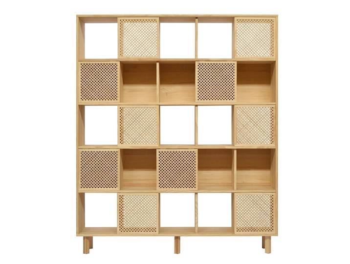 Bibliothèque en bois massif naturel - 10 portes - 160 cm Verni