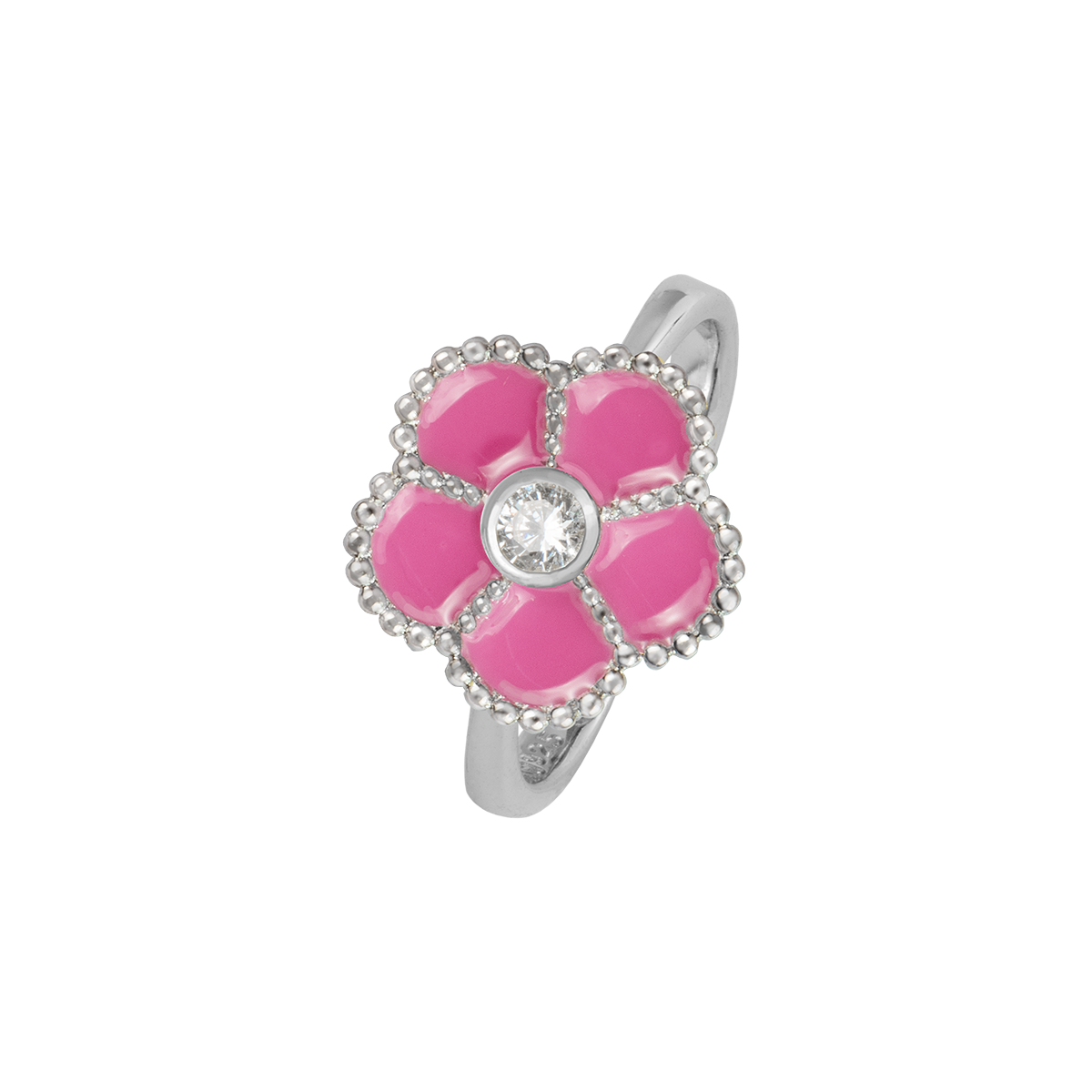 Jacques Lemans Ring Blume Sterlingsilber mit Emaille/Zirkonia
