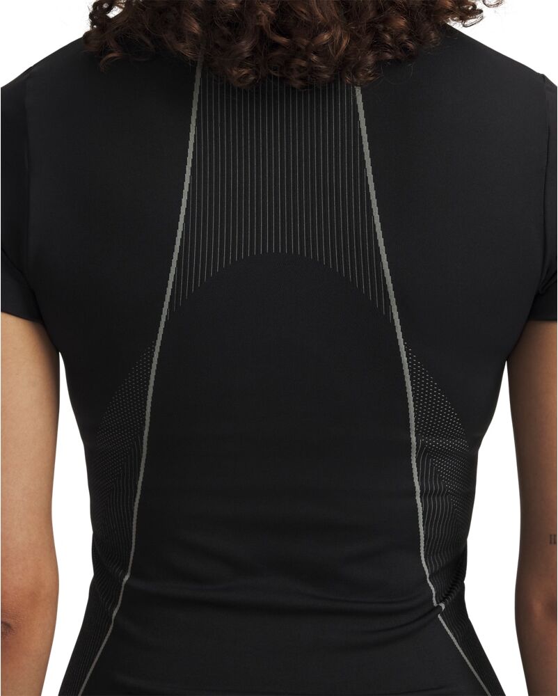 Trainingsshirt UNDER ARMOUR "UA VANISH SEAMLESS SS", Damen, Gr. XL, schwarz (schwarz, steel, steel), Obermaterial: 90% Nylon, 10% Elasthan, Shirts Trainingsshirt, nahtloses Design, schnell trocknend, atmungsaktiv, elastische Passform schwarz, steel, steel