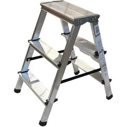 Vago-Tools Zweiseitige Haushaltsleiter 2x3 Stufen Trittleiter