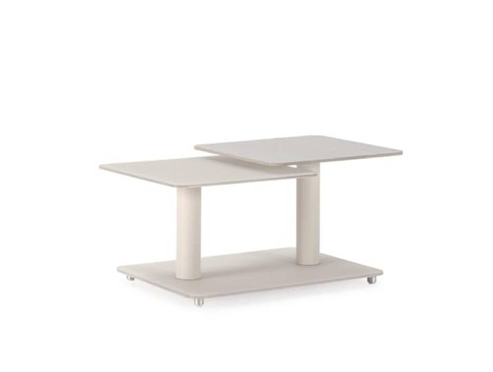 Calicosy Couchtisch drehbar mit quadratischen Glasplatten L114 cm – Kaya