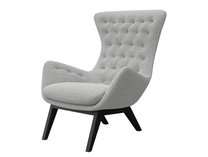 Fauteuil AUDREY Gris/Gris lumineux Tissu Saia Noir 85 x 101 x 93cm