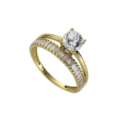 Goldring FIRETTI "Schmuck Geschenk Gold 333 Damenring Verlobungsring Goldring Solitär" Gr. 18, gold (gelbgoldfarben, kristallweiß), Fingerringe, Damen, 18, Gelbgold 333, 1,5mm, Goldring, mit Zirkonia (synth.)